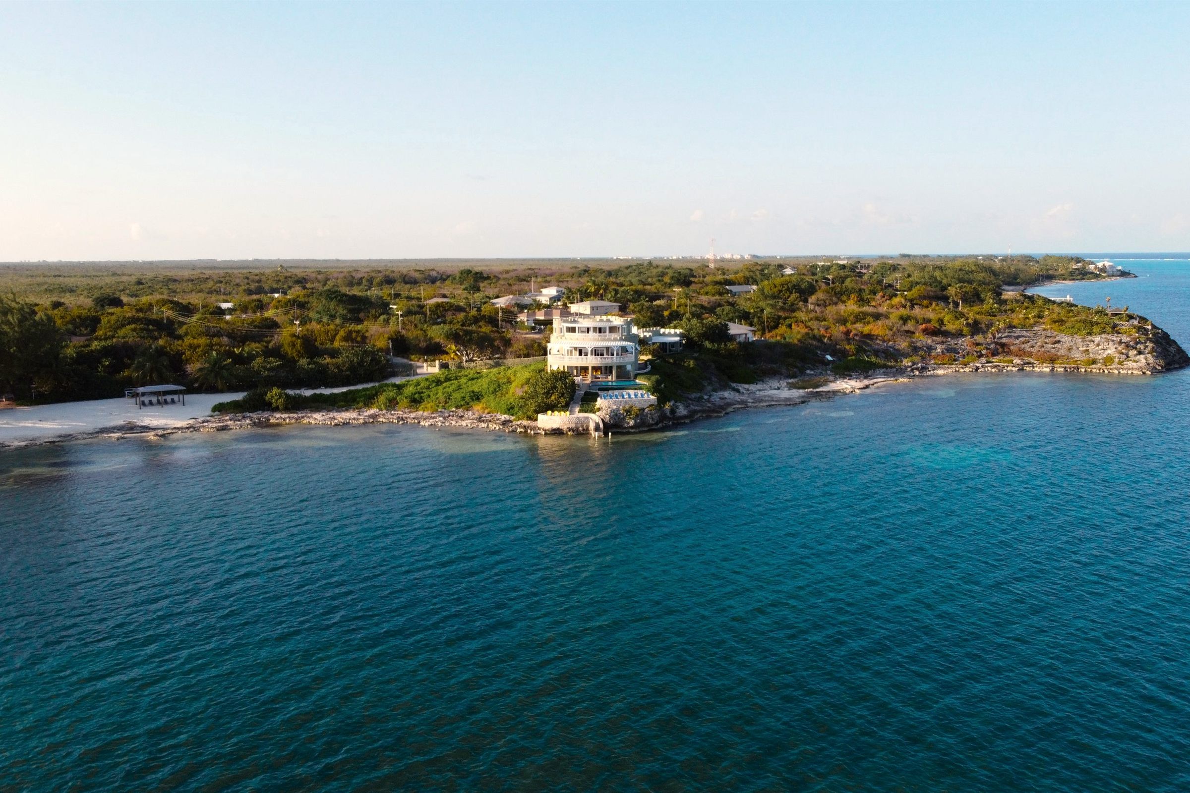 Beachfront on Grand Cayman from the air