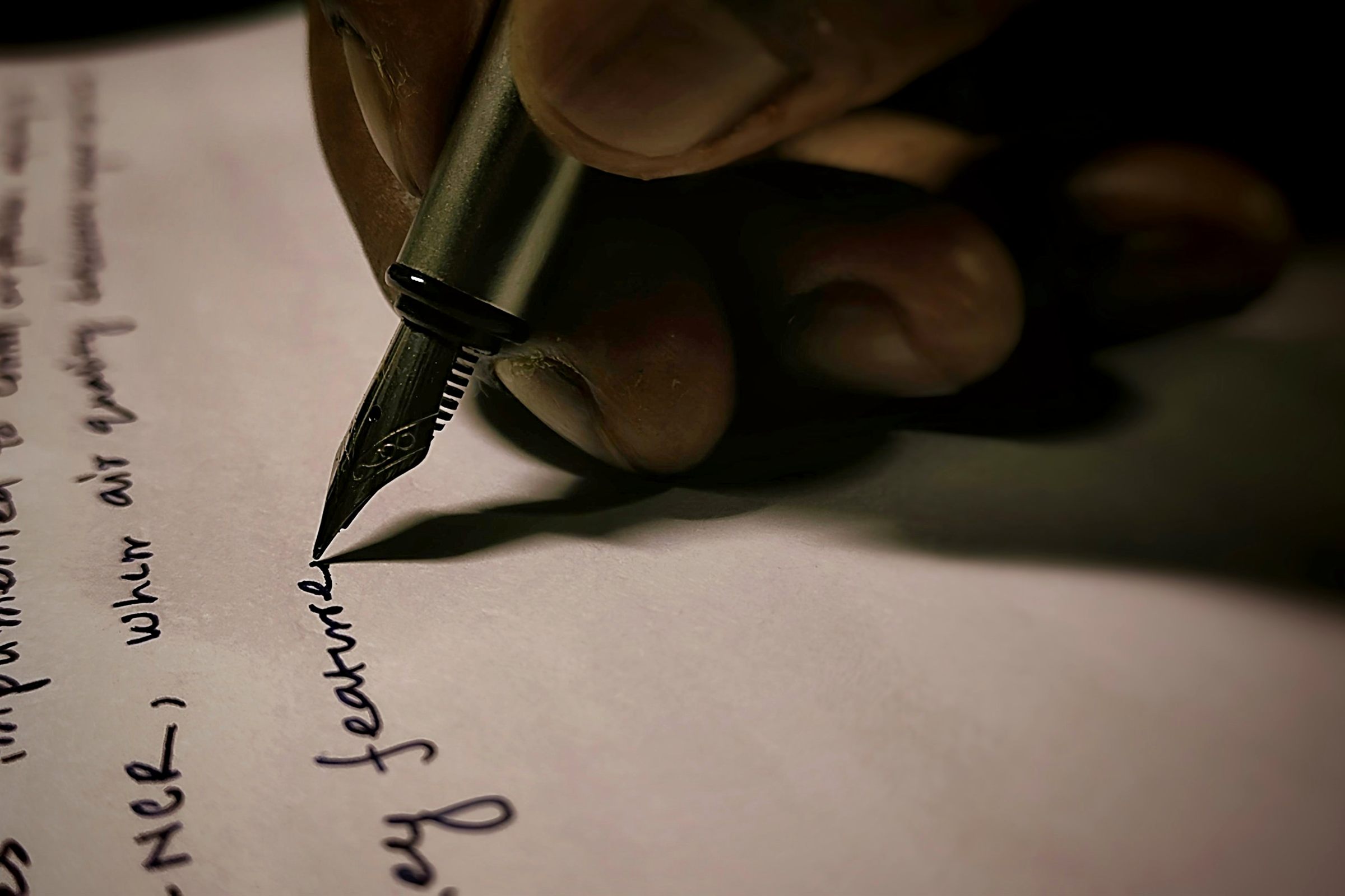 Fountain pen writing on paper