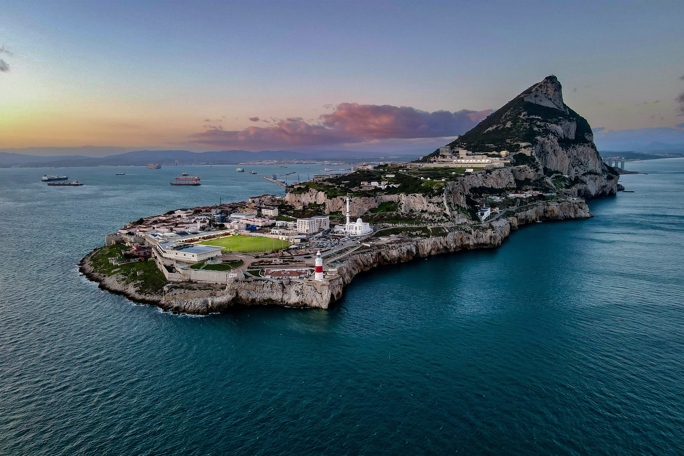 The Rock of Gibraltar at sunset