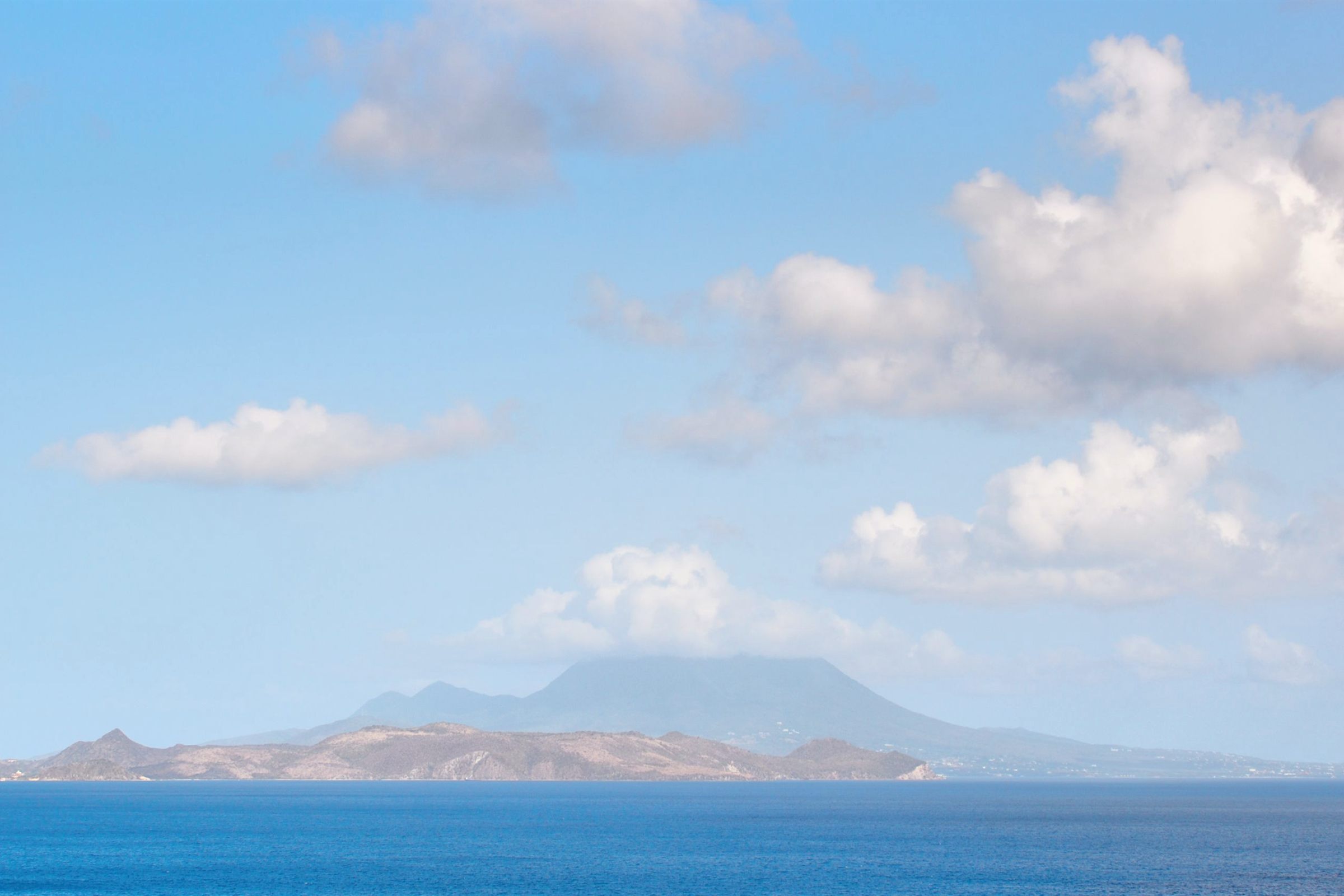 Nevis Peak across the Caribbean Sea